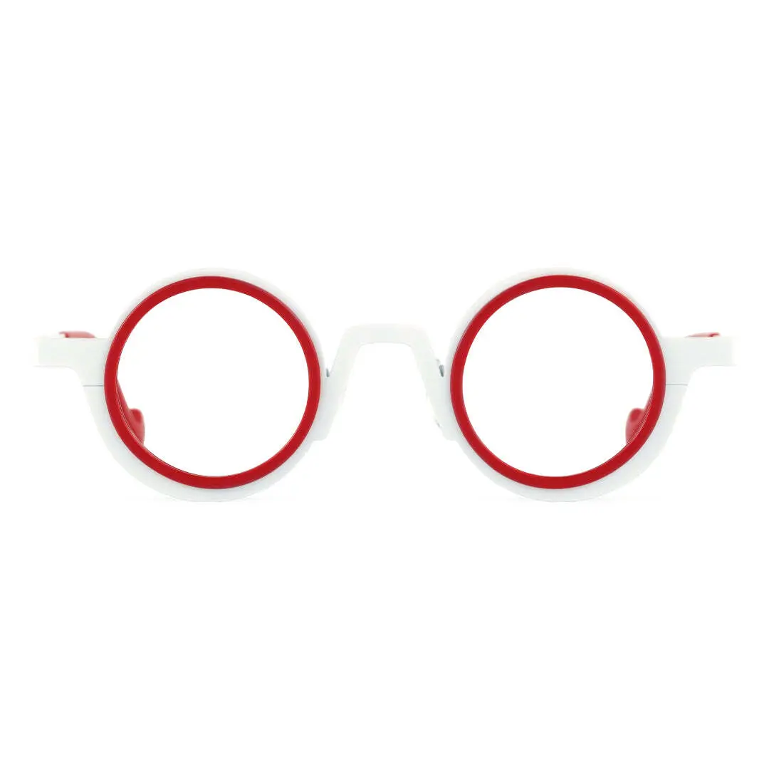 Front view of Balze round acetate eyeglasses RA0162408 in white