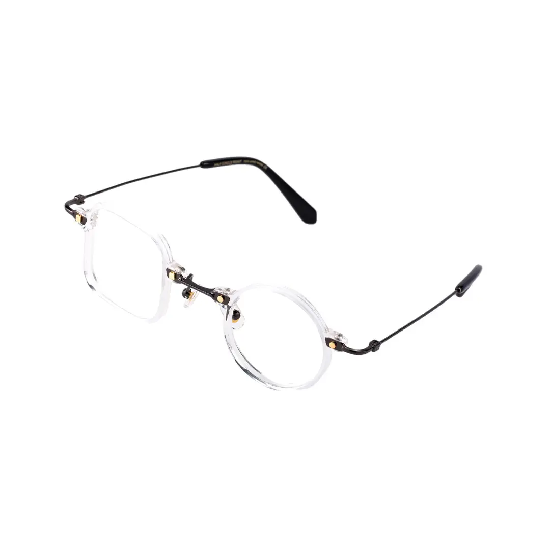 Angle view of Bance unique metal eyeglasses UM0302306 in clear