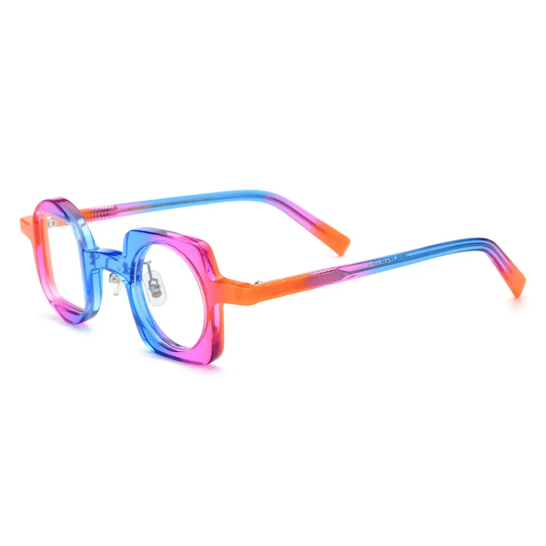 Angle view of Bany unique acetate eyeglasses UA0082306 in multicolor