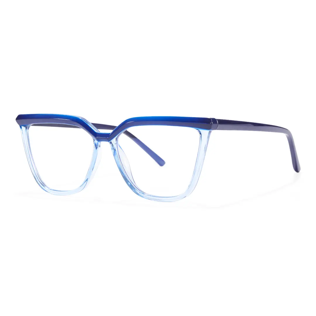 Angle view of Baue cat eye tr90 eyeglasses CR0442302 in blue