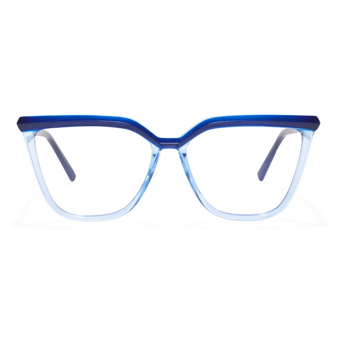 Front view of Baue cat eye tr90 eyeglasses CR0442302 in blue