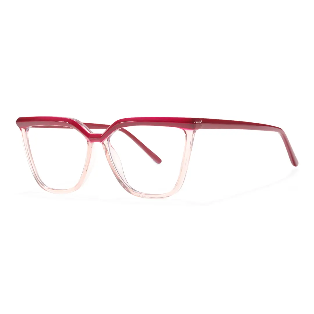 Angle view of Baue cat eye tr90 eyeglasses CR0442302 in red