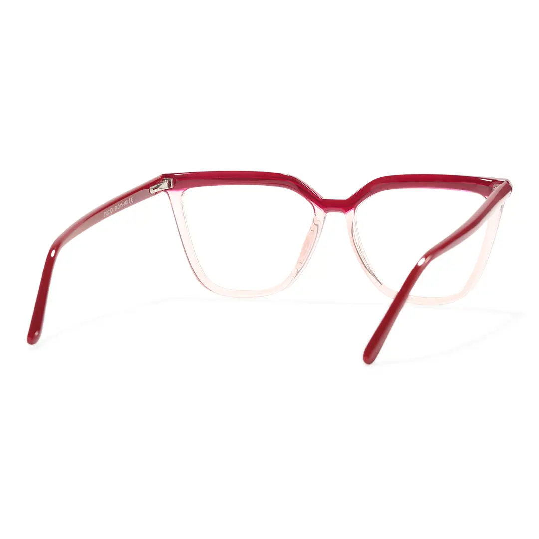 Back view of Baue cat eye tr90 eyeglasses CR0442302 in red