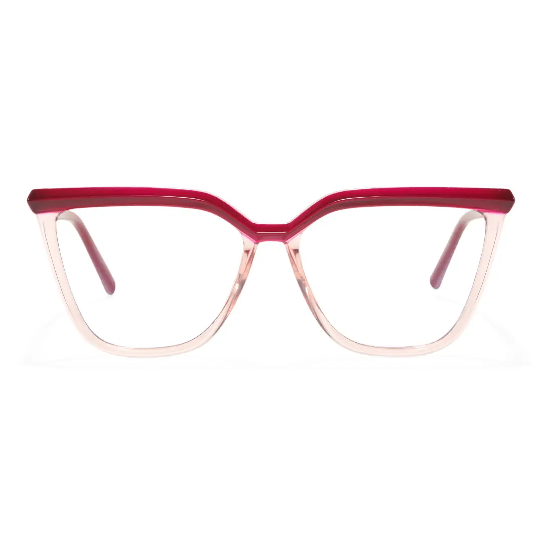 Front view of Baue cat eye tr90 eyeglasses CR0442302 in red