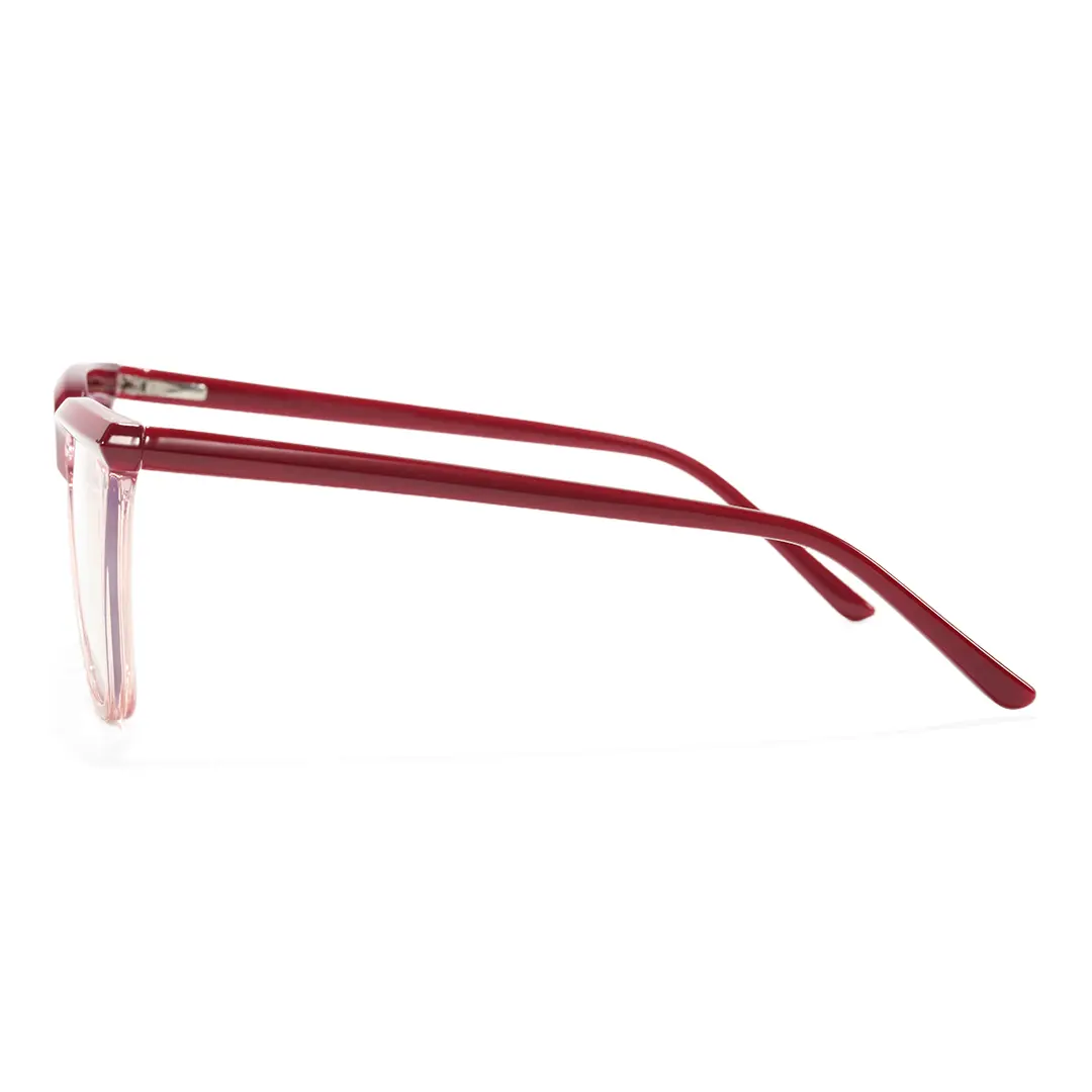 Side view of Baue cat eye tr90 eyeglasses CR0442302 in red