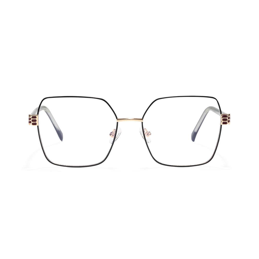 Front view of Beek square metal eyeglasses SM0052510 in black