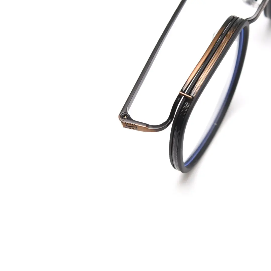 End piece detail of Benin square metal eyeglasses SM0252302 in black & brown