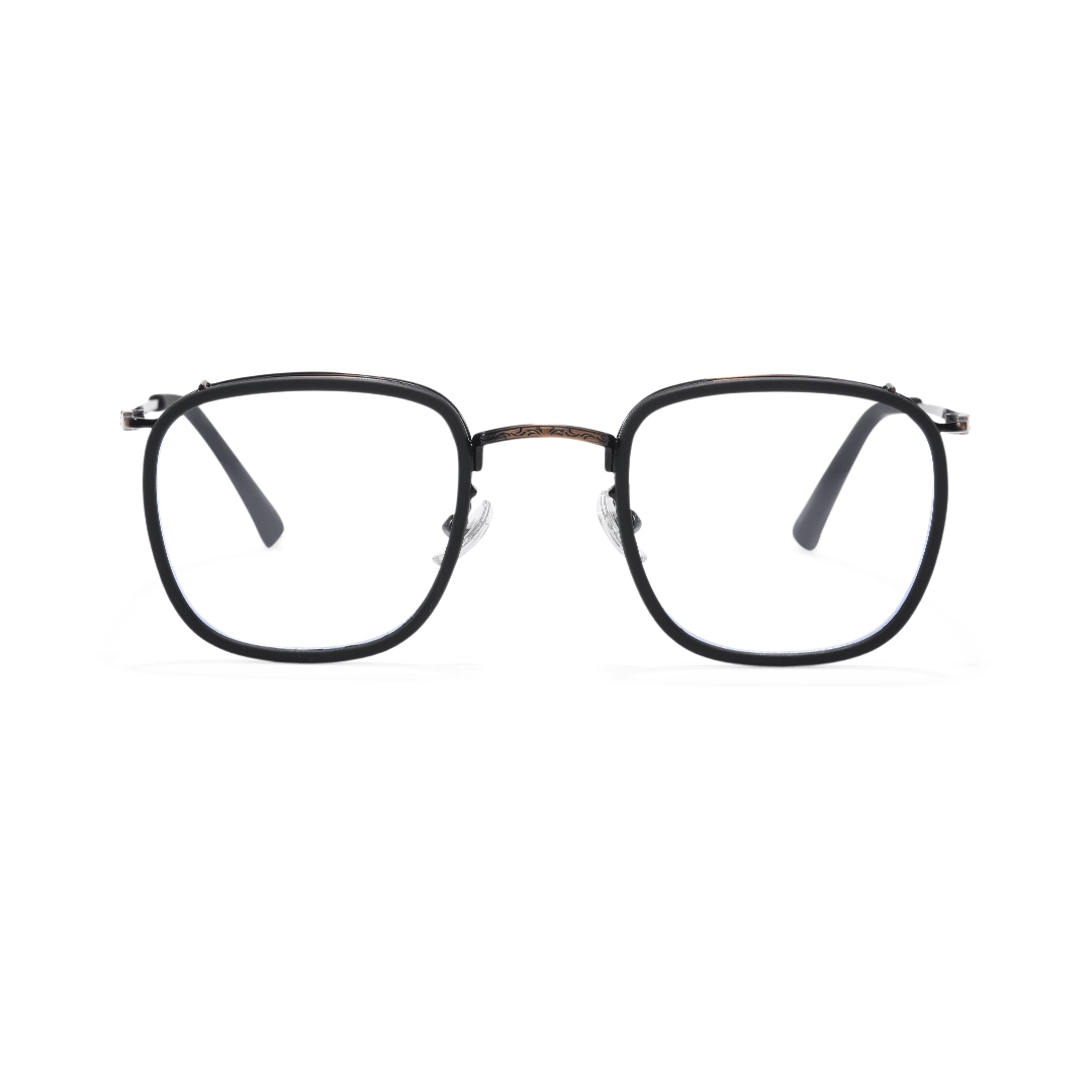 Front view of Benin square metal eyeglasses SM0252302 in black & brown
