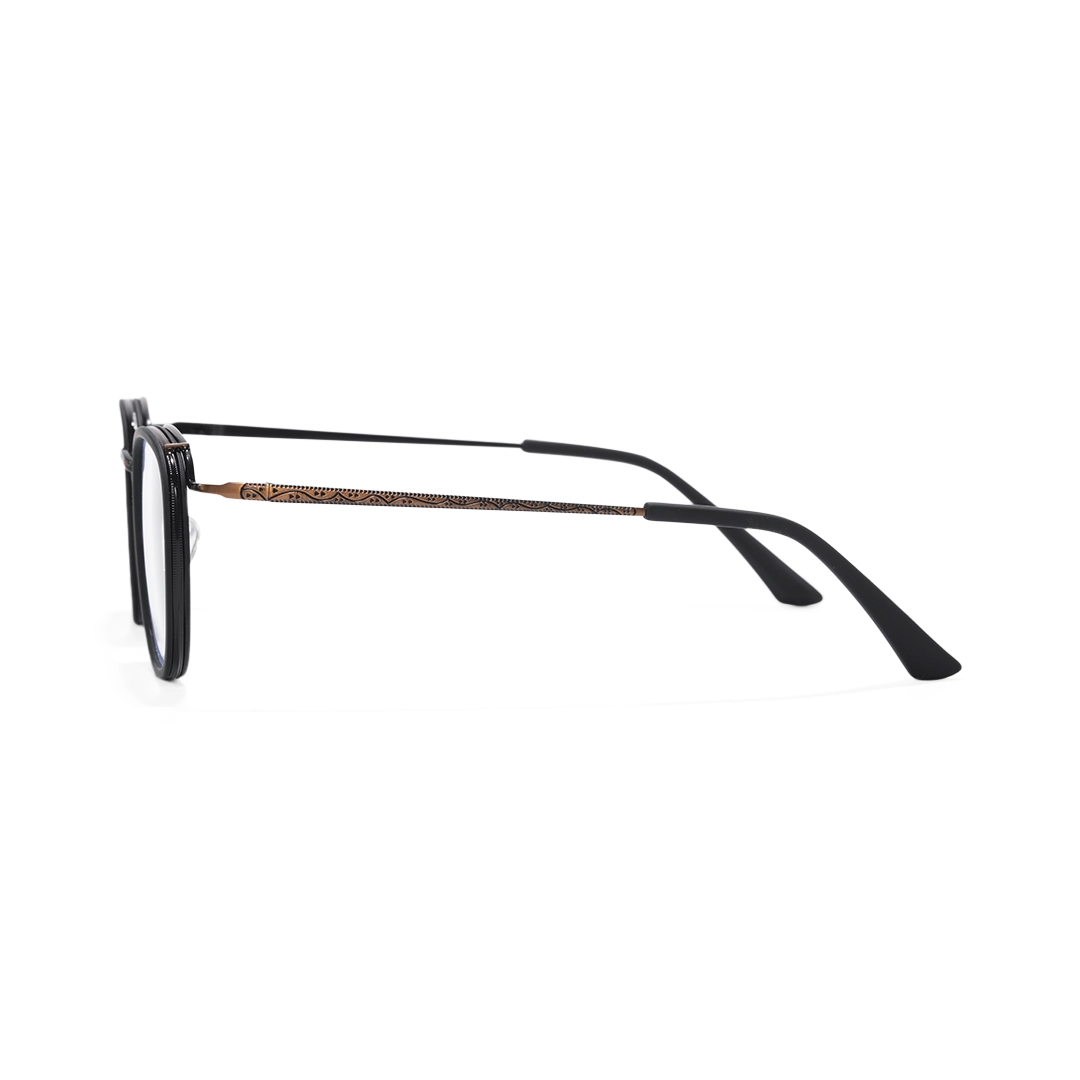 Side view of Benin square metal eyeglasses SM0252302 in black & brown