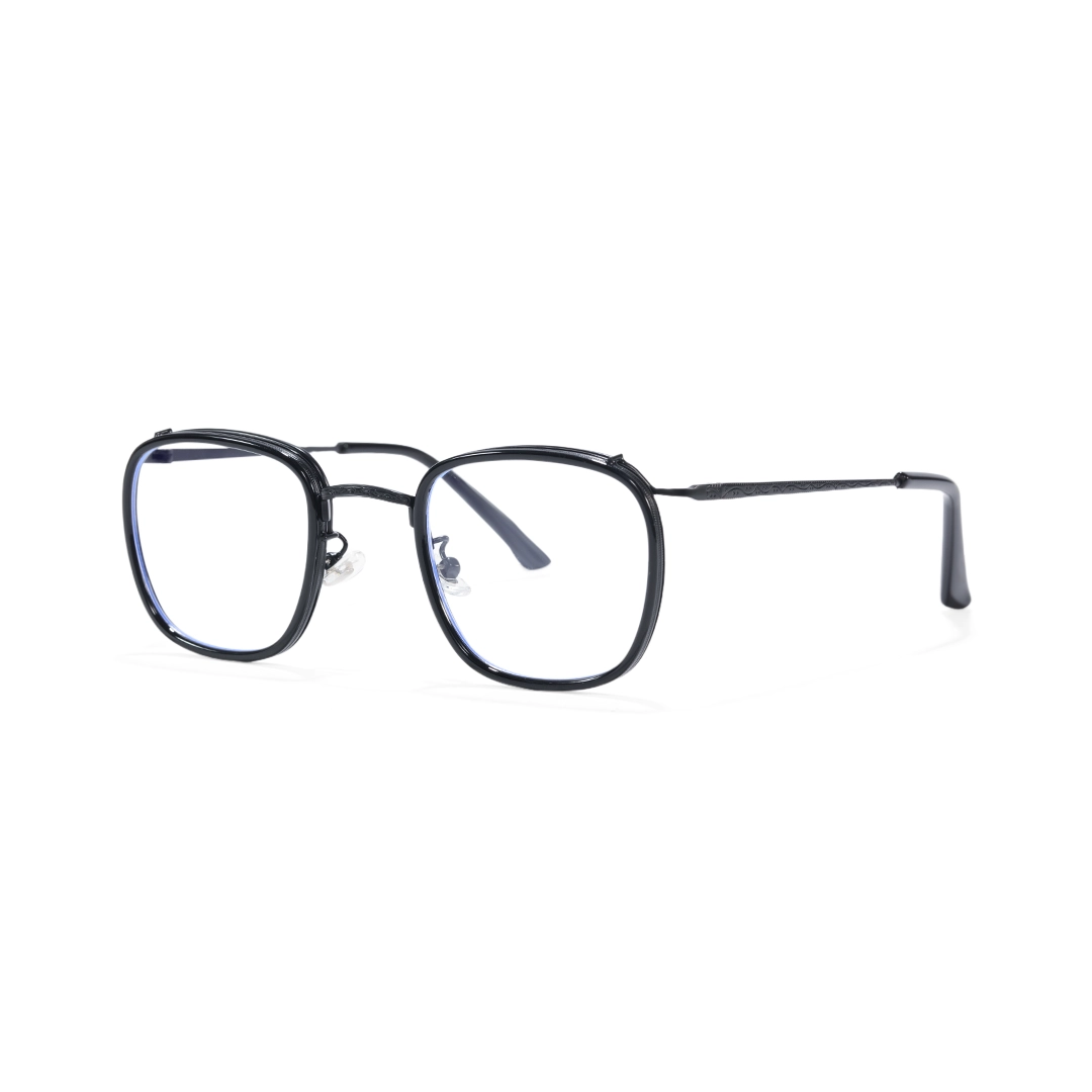 Angle view of Benin square metal eyeglasses SM0252302 in black