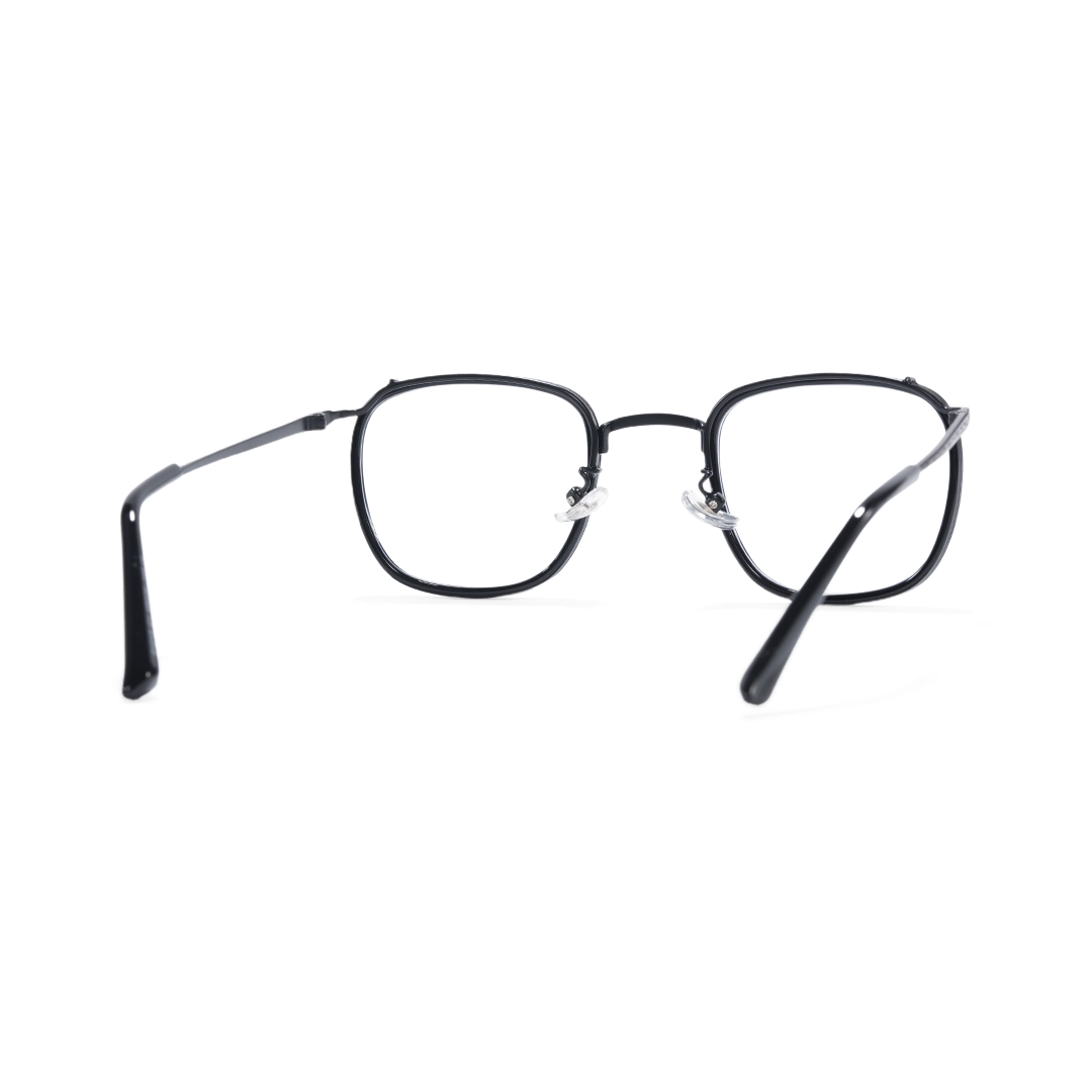 Back view of Benin square metal eyeglasses SM0252302 in black