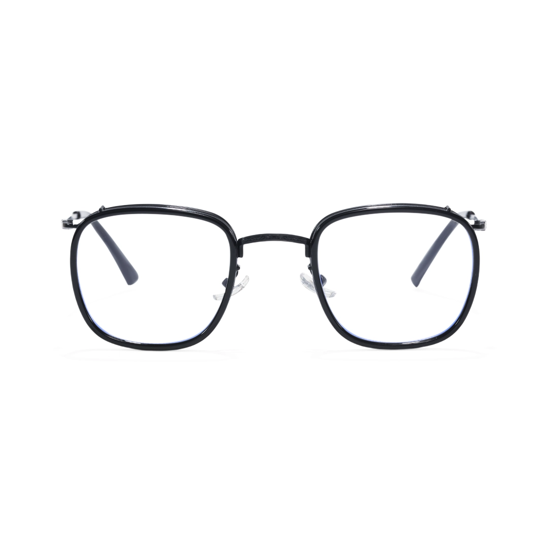 Front view of Benin square metal eyeglasses SM0252302 in black