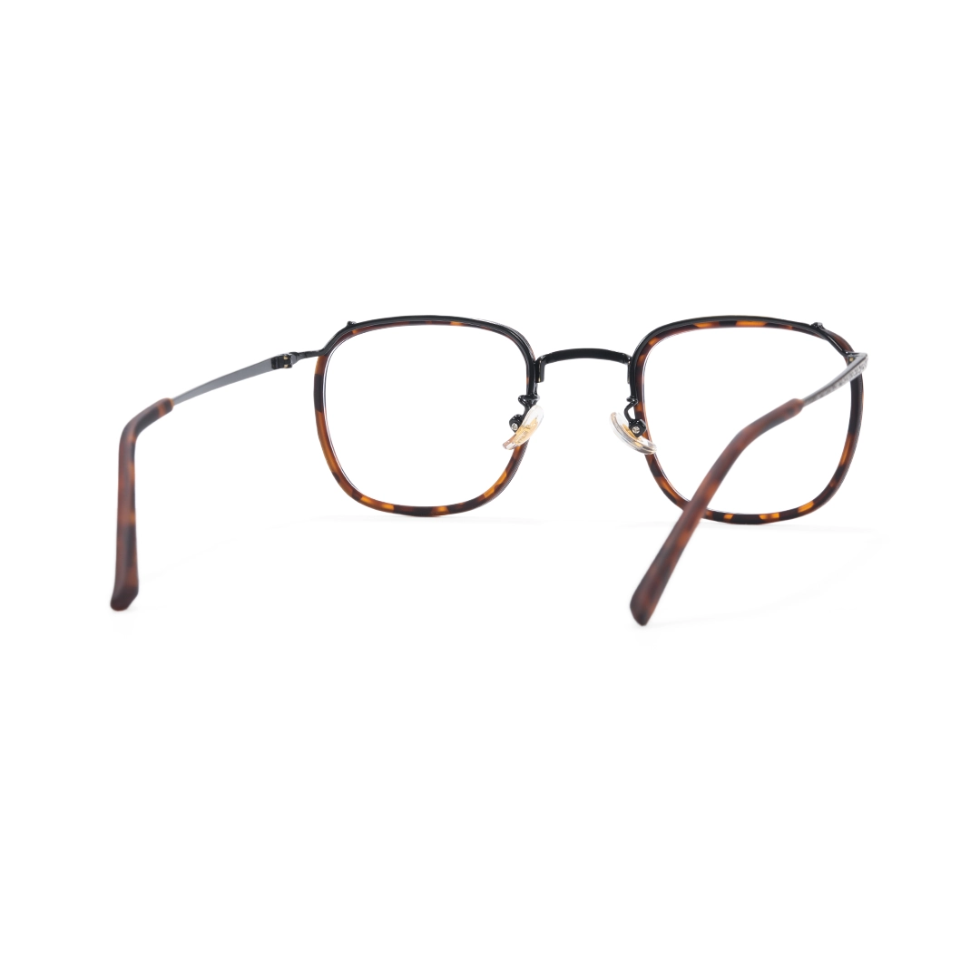 Back view of Benin square metal eyeglasses SM0252302 in tortoise