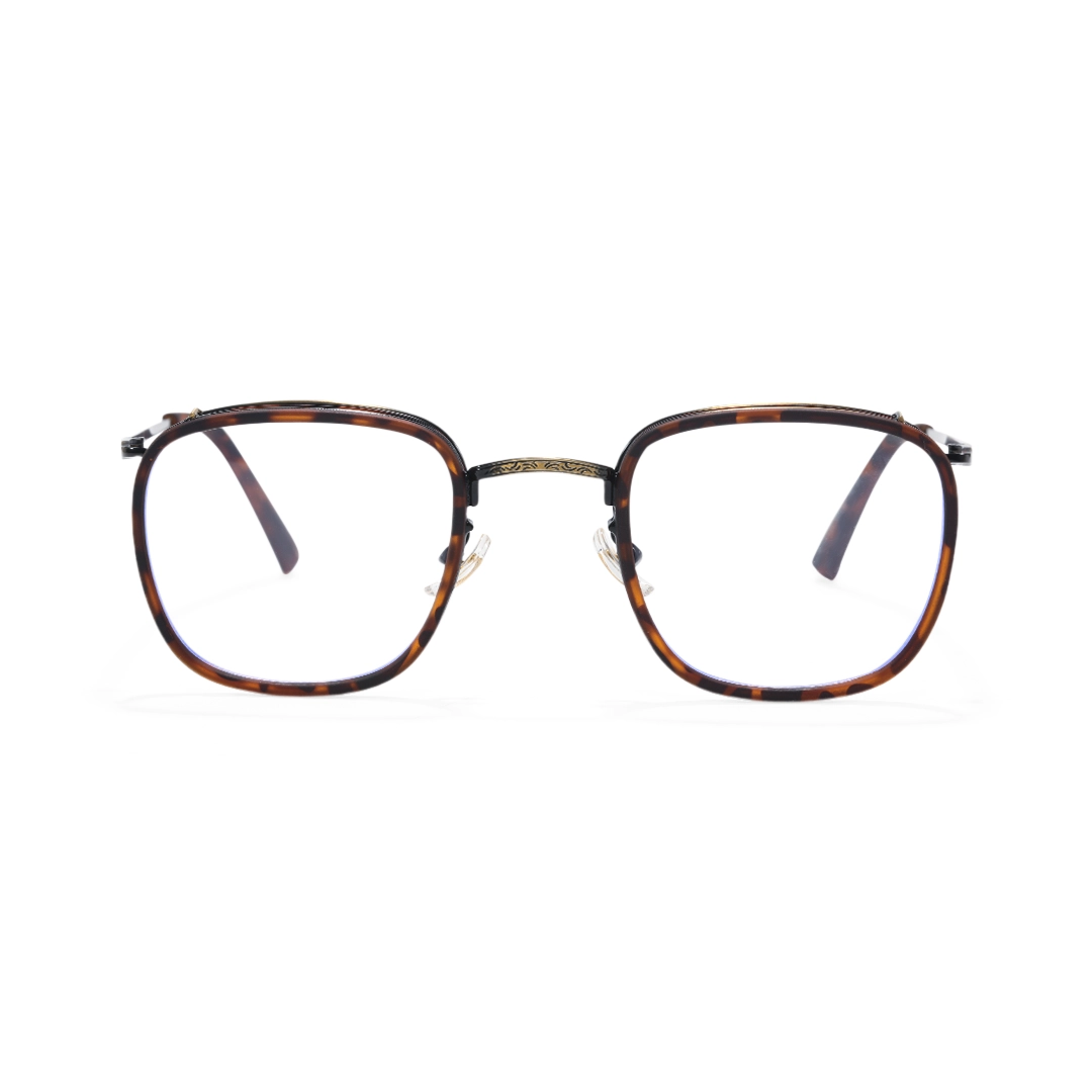 Front view of Benin square metal eyeglasses SM0252302 in tortoise