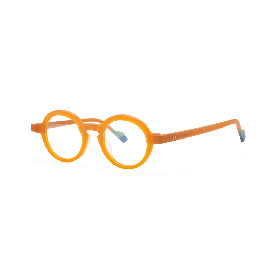 Angle view of Bhoe round acetate eyeglasses RA0182408 in orange