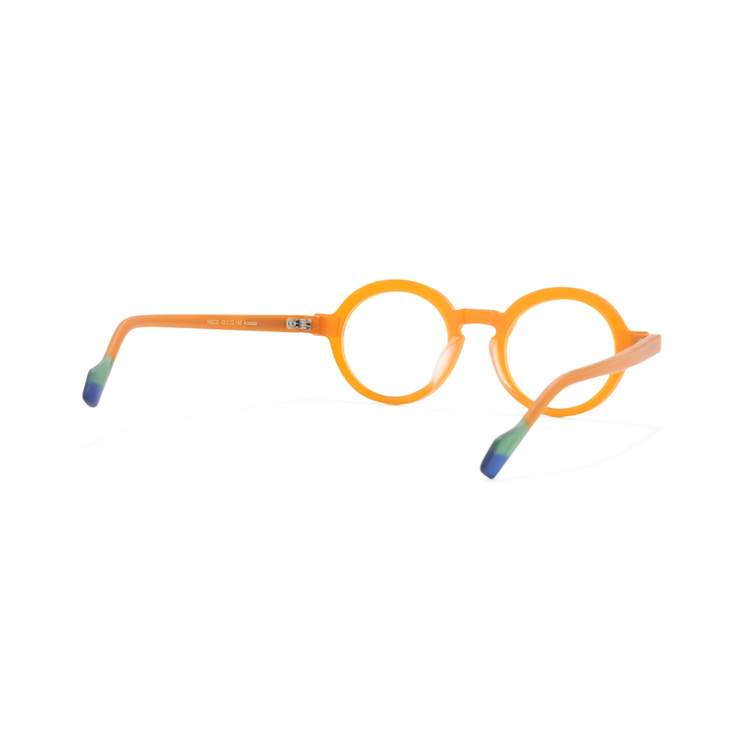 Back view of Bhoe round acetate eyeglasses RA0182408 in orange