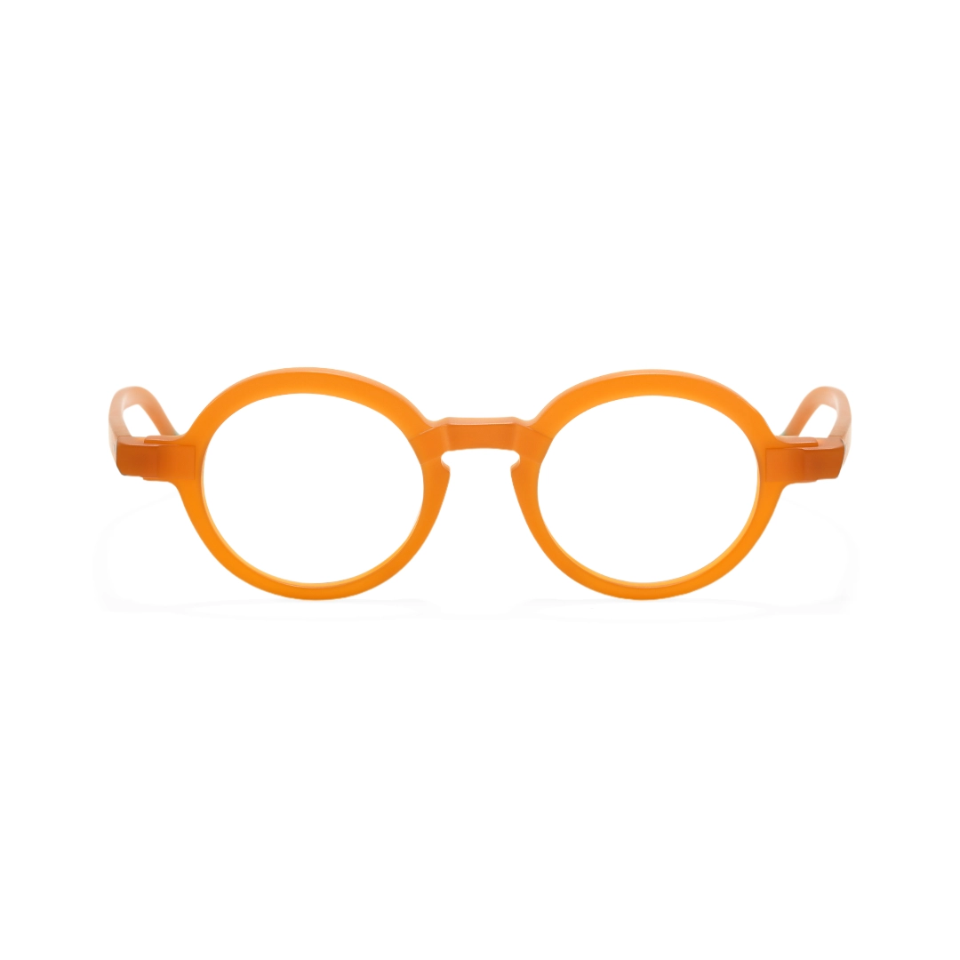 Front view of Bhoe round acetate eyeglasses RA0182408 in orange