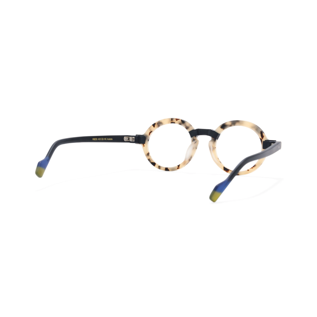 Back view of Bhoe round acetate eyeglasses RA0182408 in tortoise