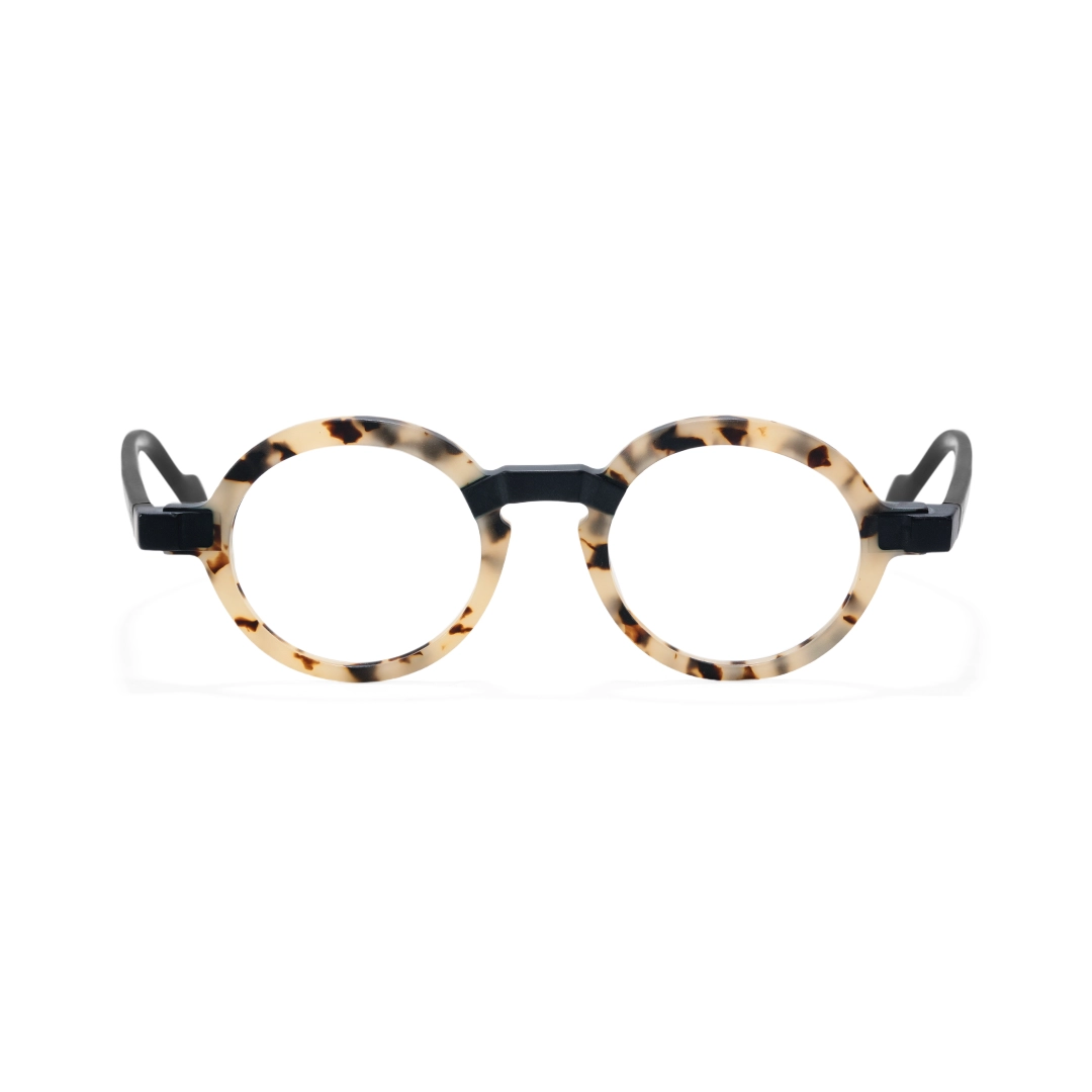 Front view of Bhoe round acetate eyeglasses RA0182408 in tortoise