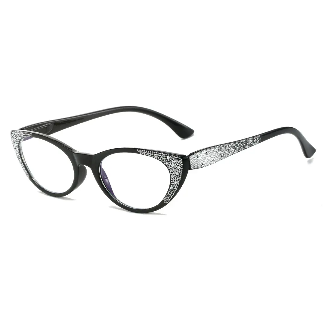 Angle view of Bibi cat eye pc eyeglasses CP0012308 in black