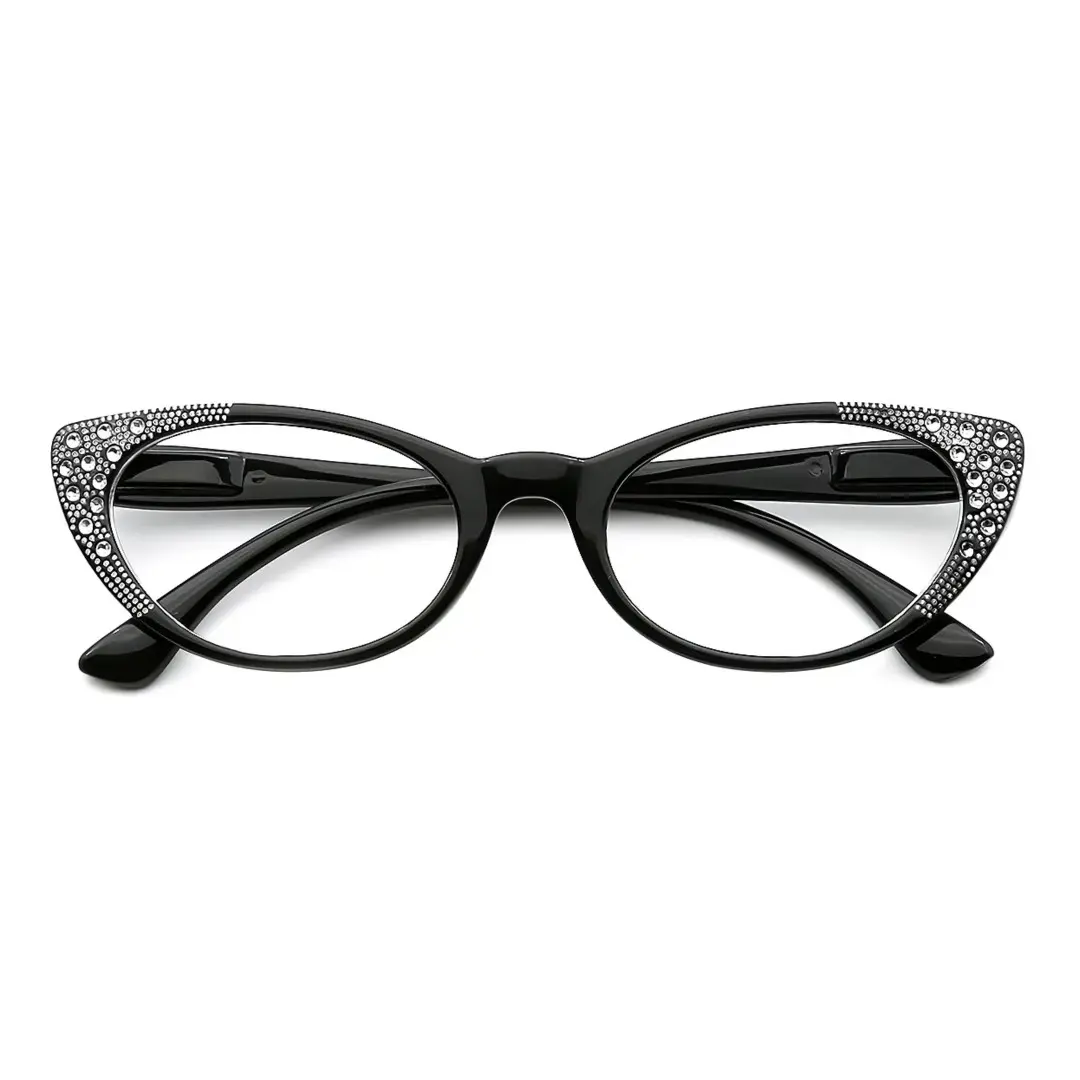 Front folded view of Bibi cat eye pc eyeglasses CP0012308 in black