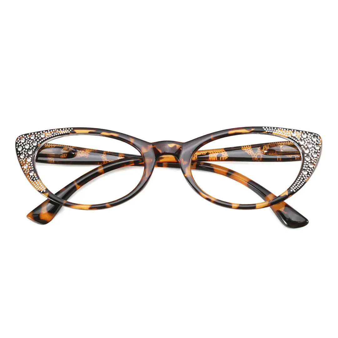 Front folded view of Bibi cat eye pc eyeglasses CP0012308 in tortoise