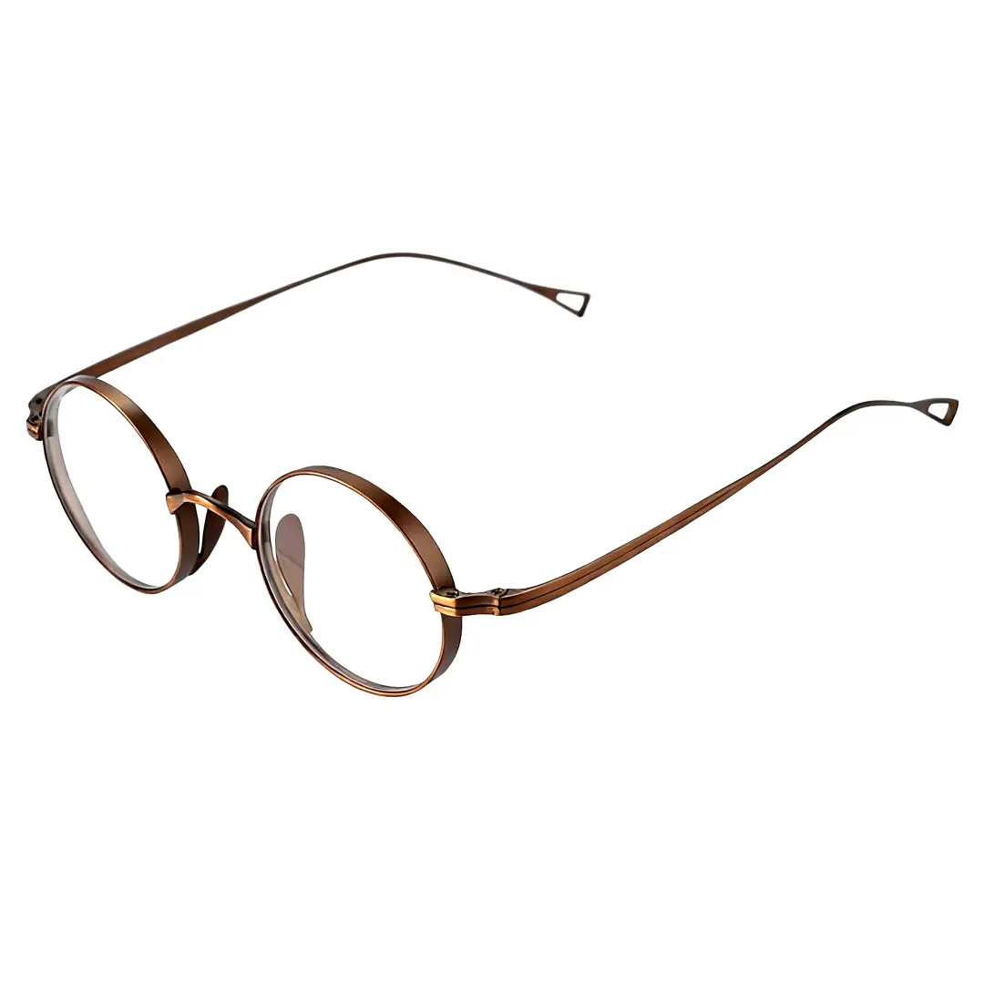 Angle view of Bify round titanium eyeglasses RT0172303 in brown