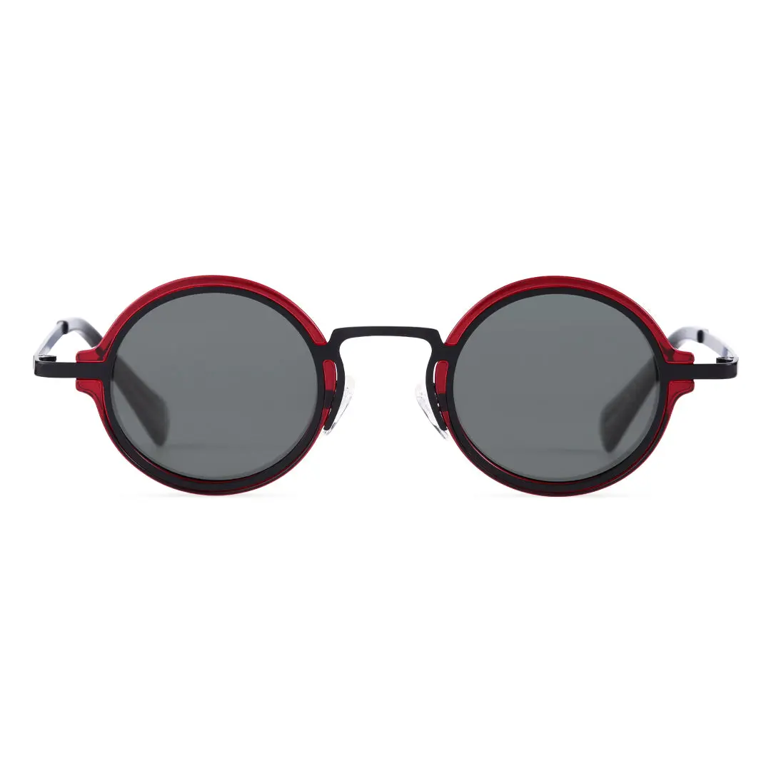 Front view of Bil round tr90 sunglasses RR0192302 in red