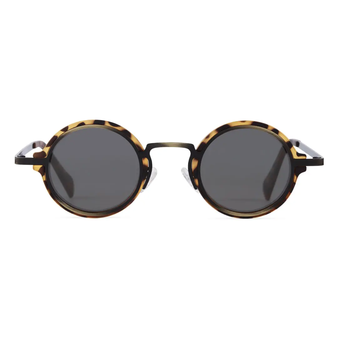 Front view of Bil round tr90 sunglasses RR0192302 in yellow-tortoise
