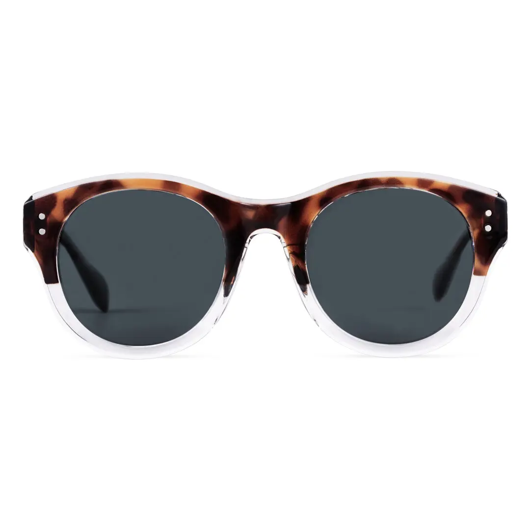 Front view of Bilious round tr90 sunglasses RR0242302 in tortoise