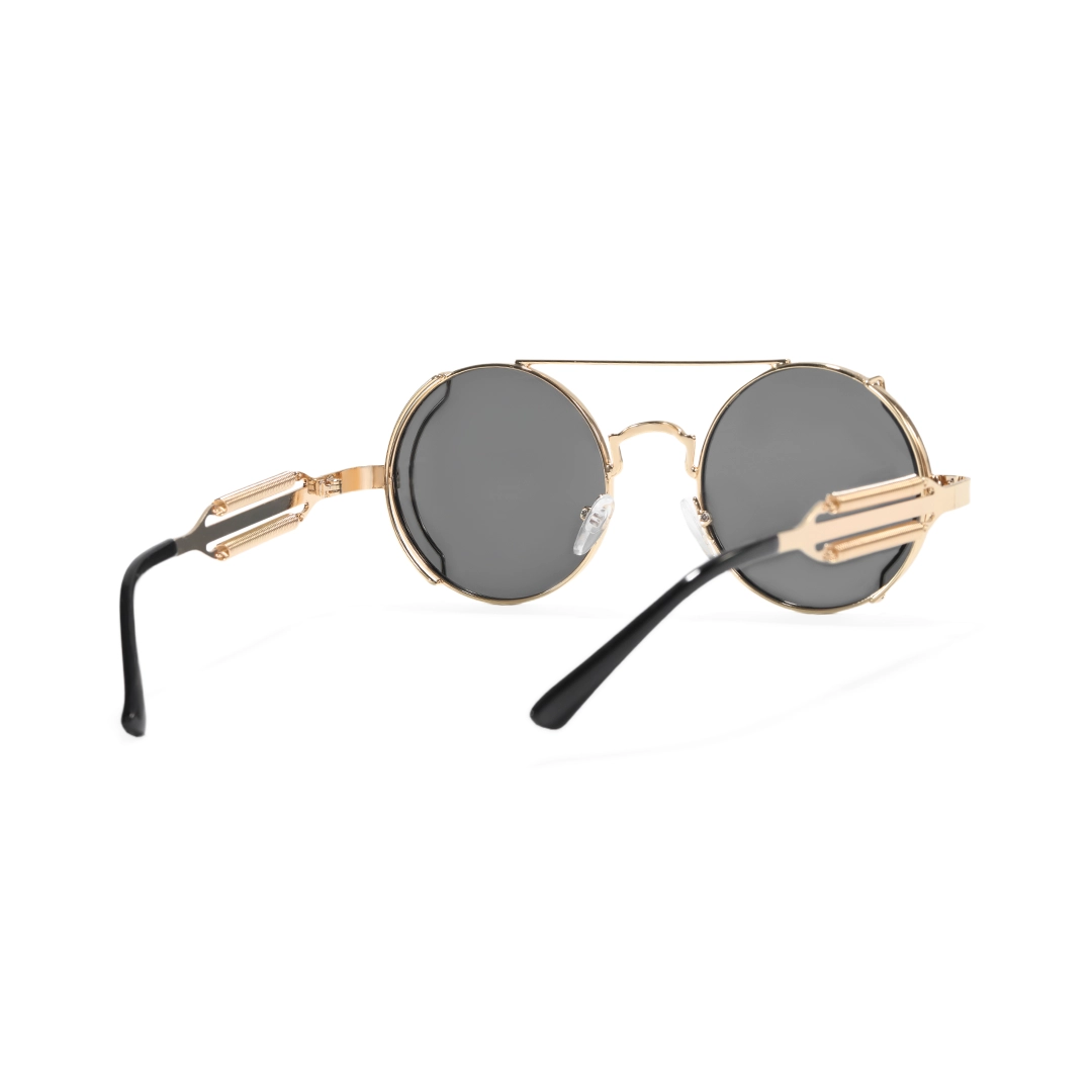 Back view of Binfing round metal sunglasses RM0102303 in gold