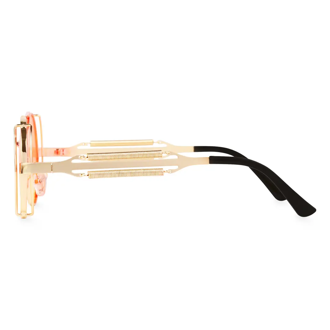 Side view of Binfing round metal sunglasses RM0102303 in red