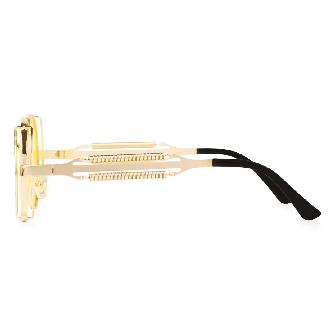 Side view of Binfing round metal sunglasses RM0102303 in yellow