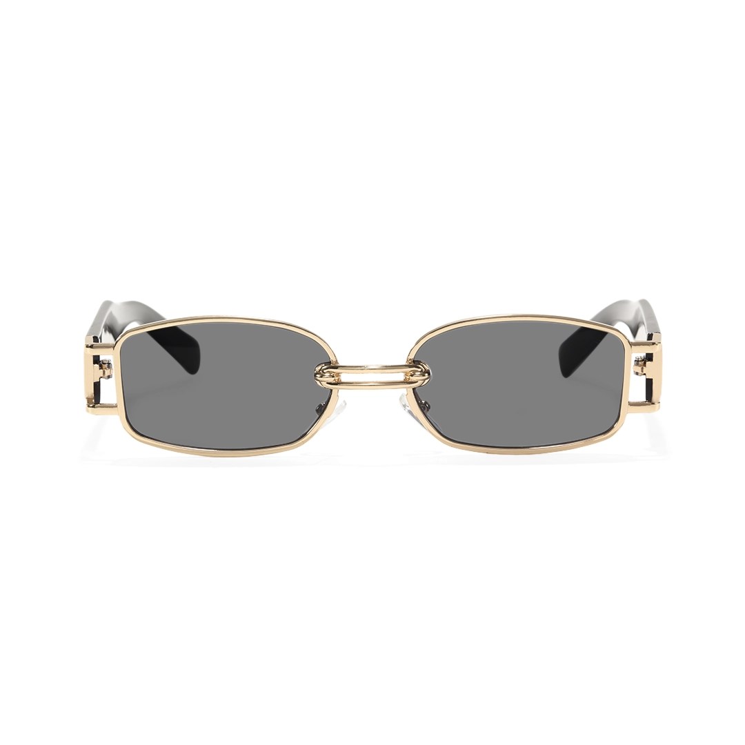 Front view of Bitle rectangle metal sunglasses EM0192303 in gold