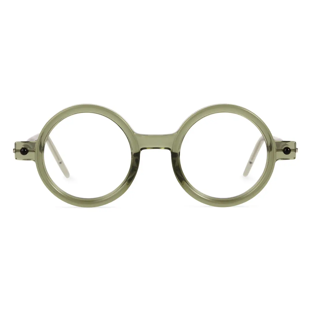 Front view of Bkiko round tr90 eyeglasses RR0212302 in army green