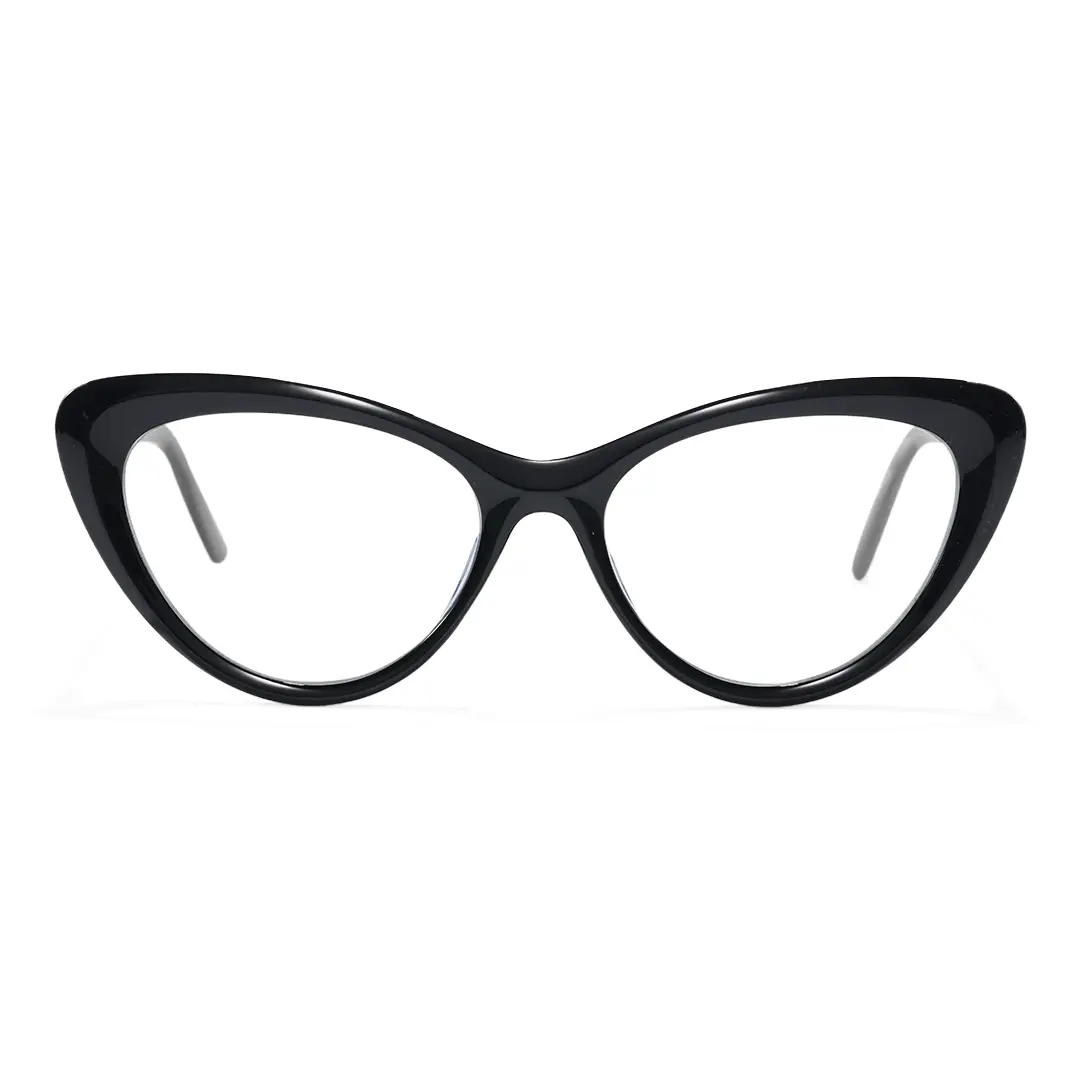 Front view of Bking cat eye tr90 eyeglasses CR0902302 in black