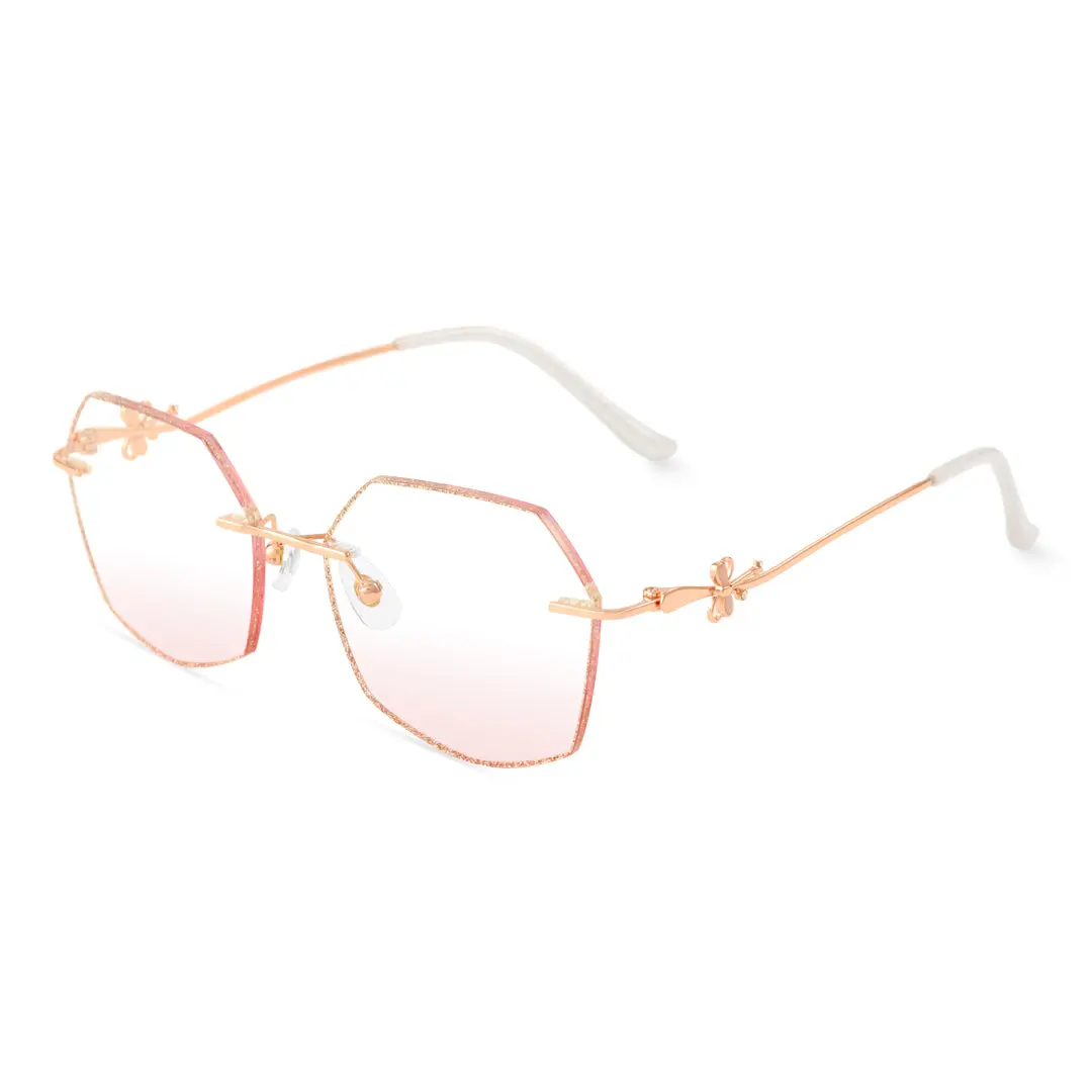 Angle view of Blaine geometric metal eyeglasses GM0062410 in pink
