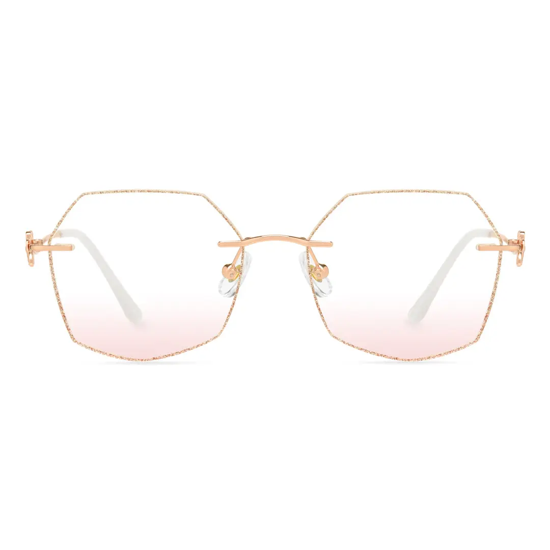 Front view of Blaine geometric metal eyeglasses GM0062410 in pink
