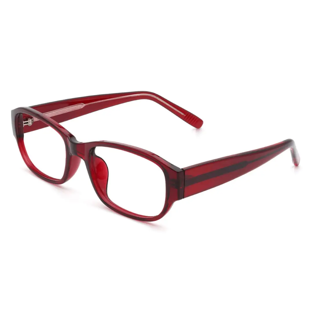 Angle view of Blaire rectangle pc eyeglasses EP0372512 in red