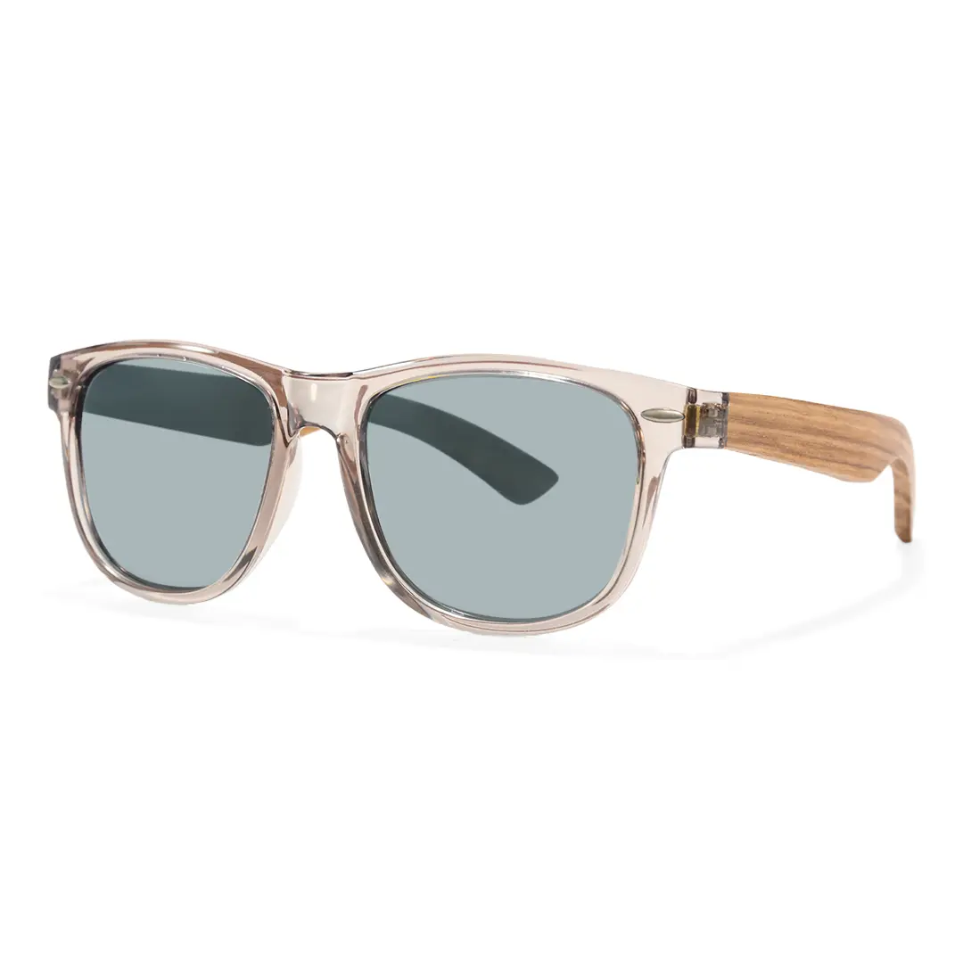 Angle view of Bnger square wood sunglasses SR0182303 in grey