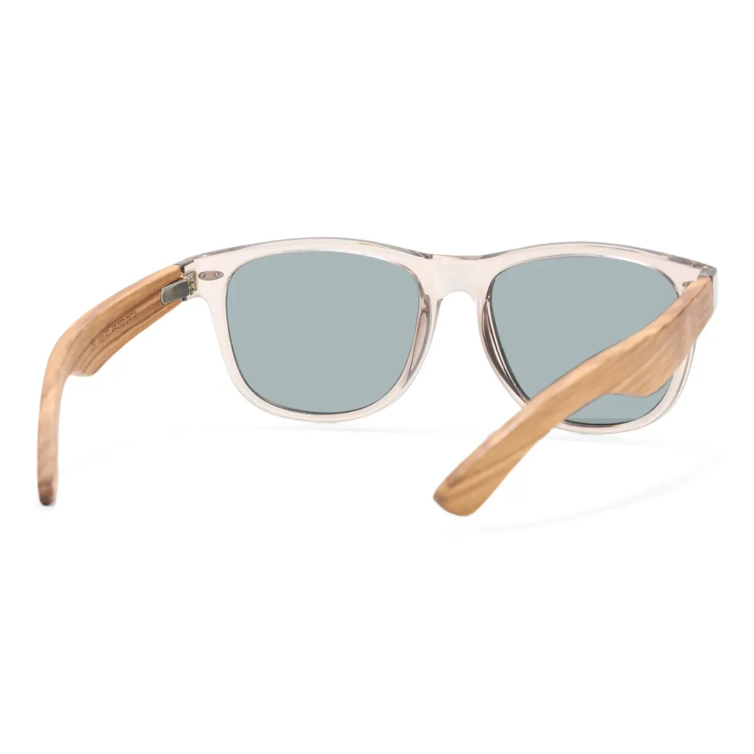 Back view of Bnger square wood sunglasses SR0182303 in grey