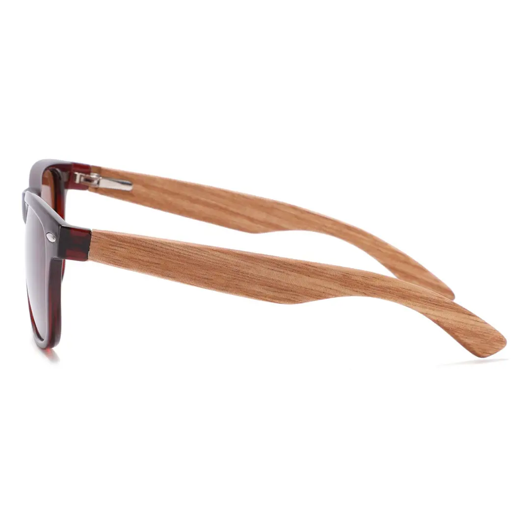 Side view of Bnger square wood sunglasses SR0182303 in red