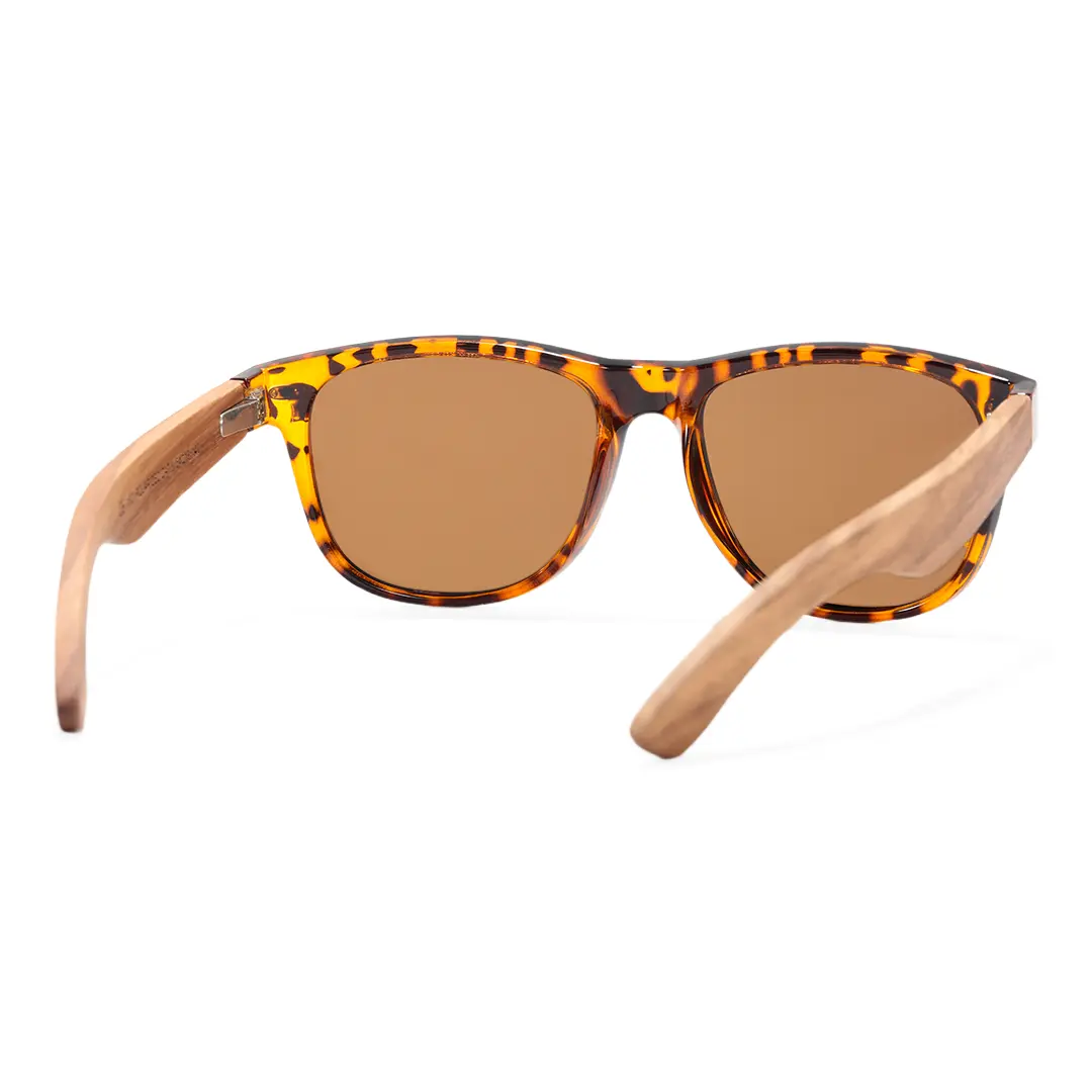 Back view of Bnger square wood sunglasses SR0182303 in tortoise