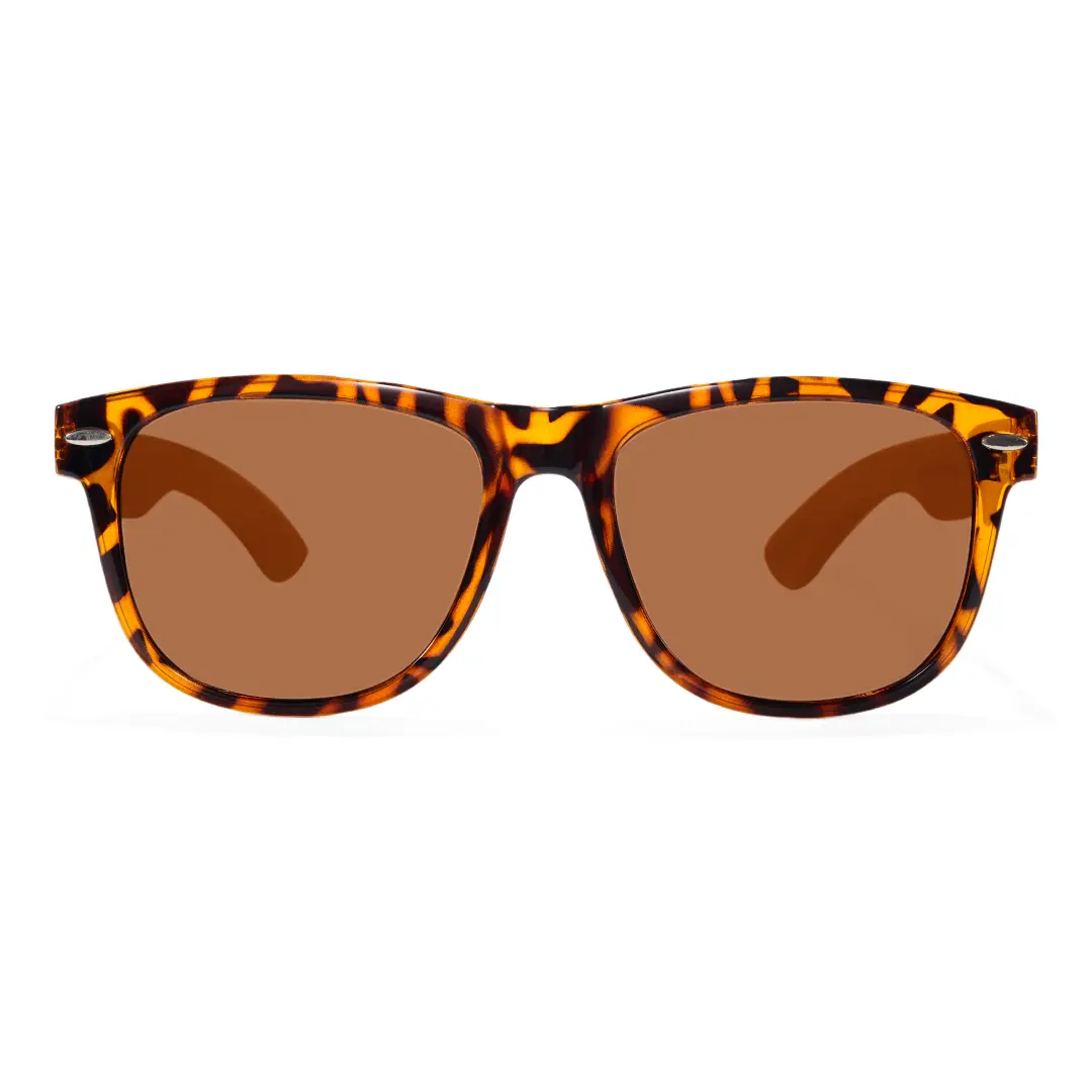 Front view of Bnger square wood sunglasses SR0182303 in tortoise