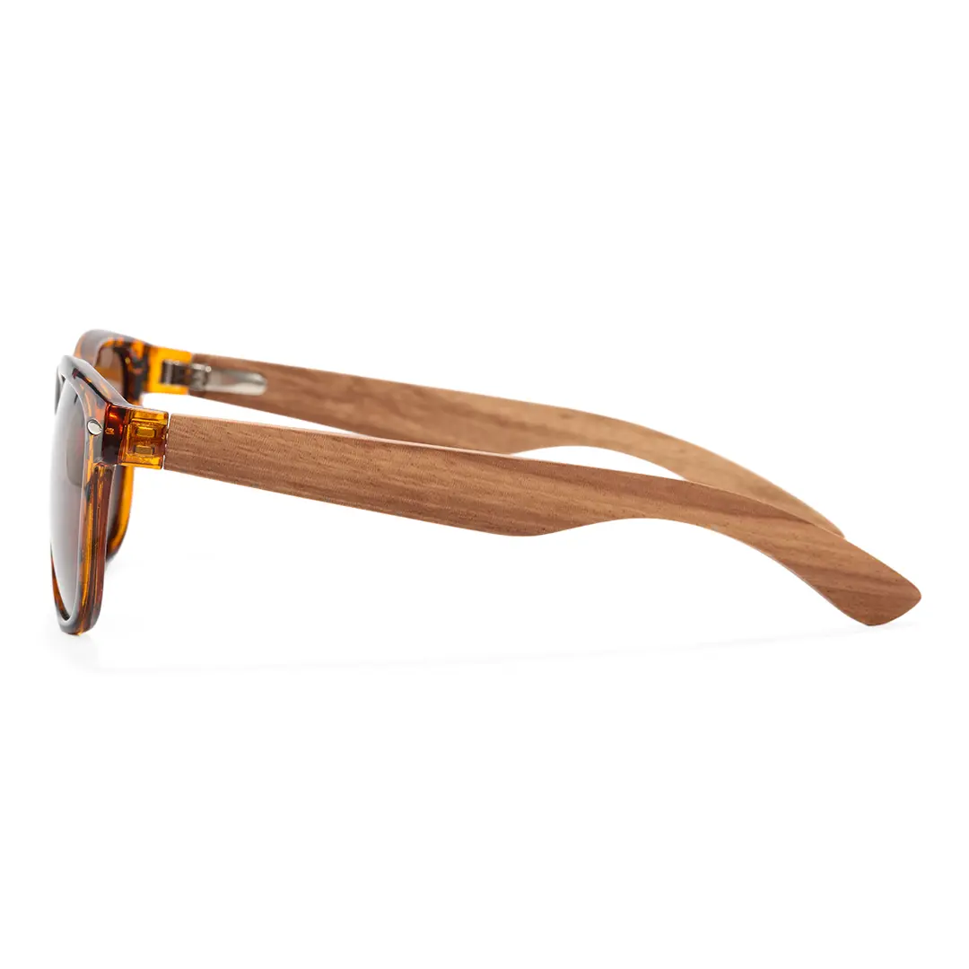 Side view of Bnger square wood sunglasses SR0182303 in tortoise