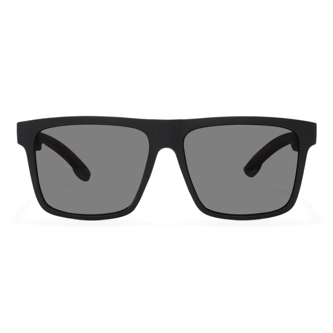Front view of Boac square bamboo sunglasses SX0012304 in black