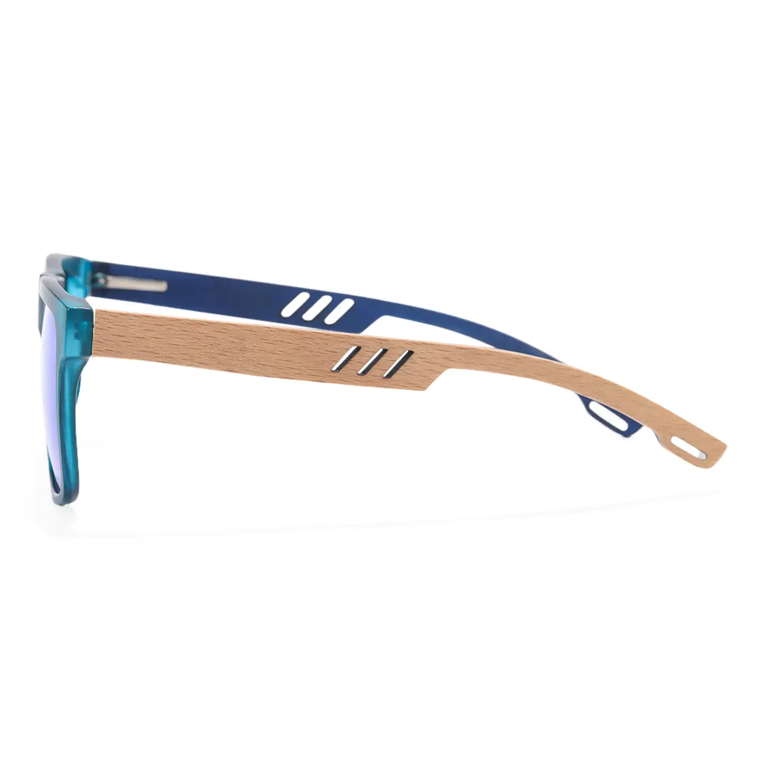 Side view of Boac square bamboo sunglasses SX0012304 in blue