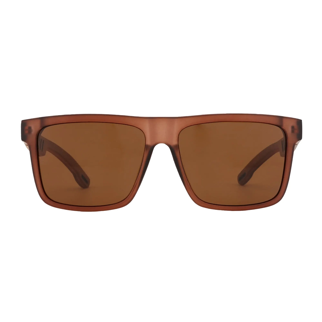 Front view of Boac square bamboo sunglasses SX0012304 in brown
