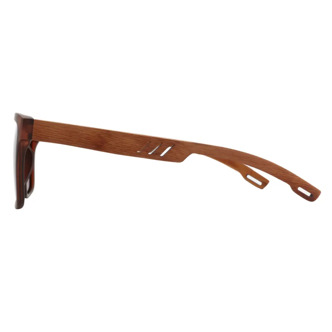 Side view of Boac square bamboo sunglasses SX0012304 in brown