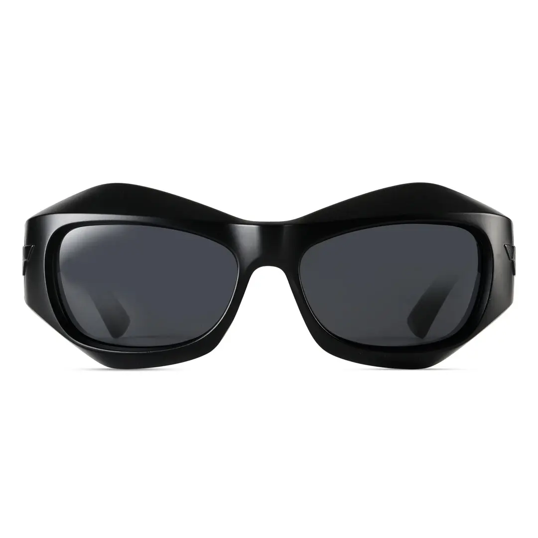 Front view of Bopx unique tr90 sunglasses UR0142303 in black